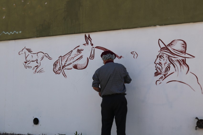 Gasparini retrat al Martn Fierro en una de las paredes del Centro C