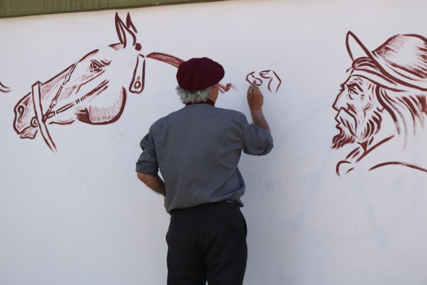 Gasparini retrat al Martn Fierro en una de las paredes del Centro C