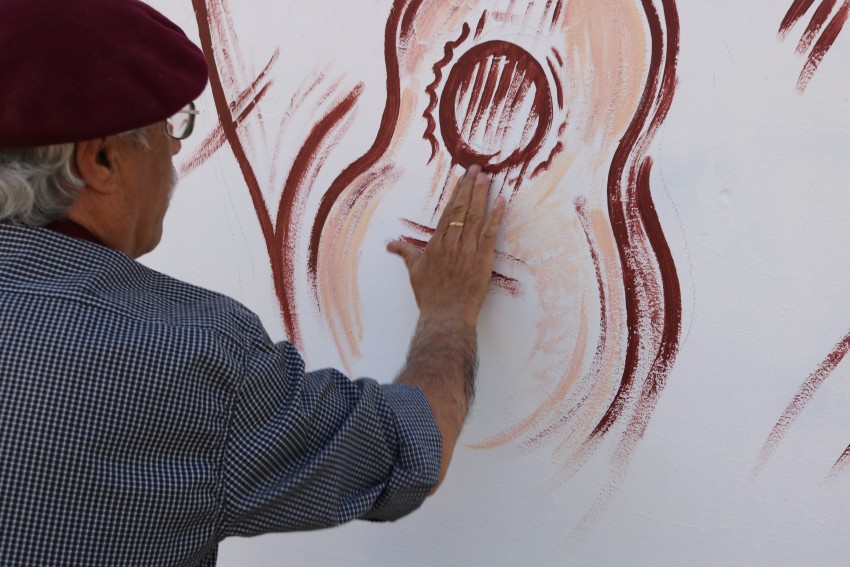 Gasparini retrat al Martn Fierro en una de las paredes del Centro C