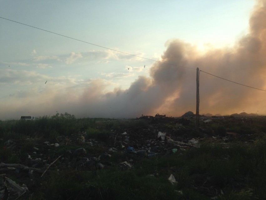 Incendio en el basural del frente de Ruta 11: Bomberos de Madariaga y 