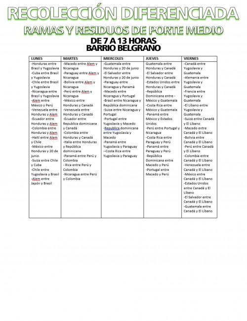 Bajo decreto qued� establecido el cronograma de recolecci�n de residuo