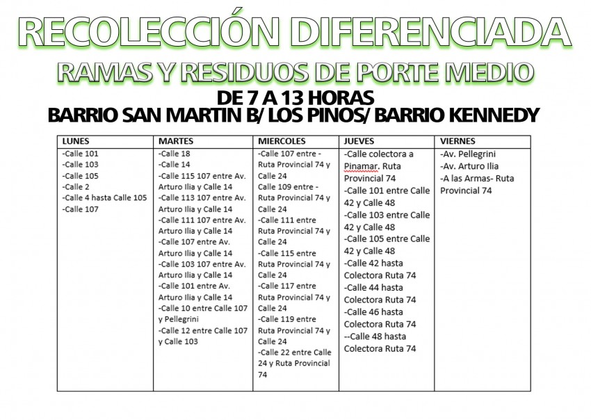 Bajo decreto qued� establecido el cronograma de recolecci�n de residuo