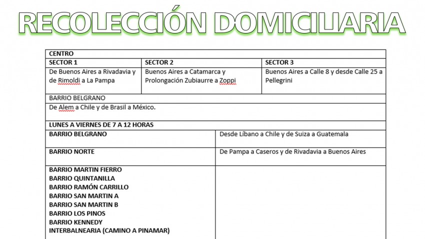 Bajo decreto qued� establecido el cronograma de recolecci�n de residuo