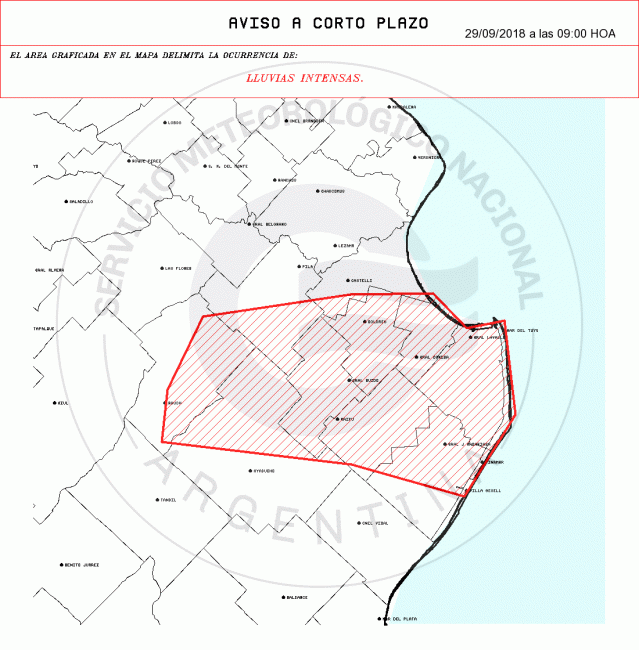 Alerta meteorolgico de corto plazo por lluvias intensas