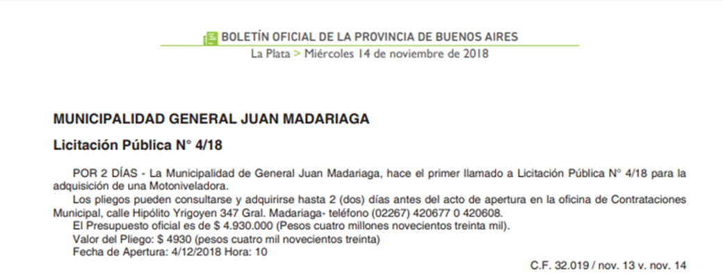 Publicaron en el Boletn oficial licitaciones para la pavimentacin de