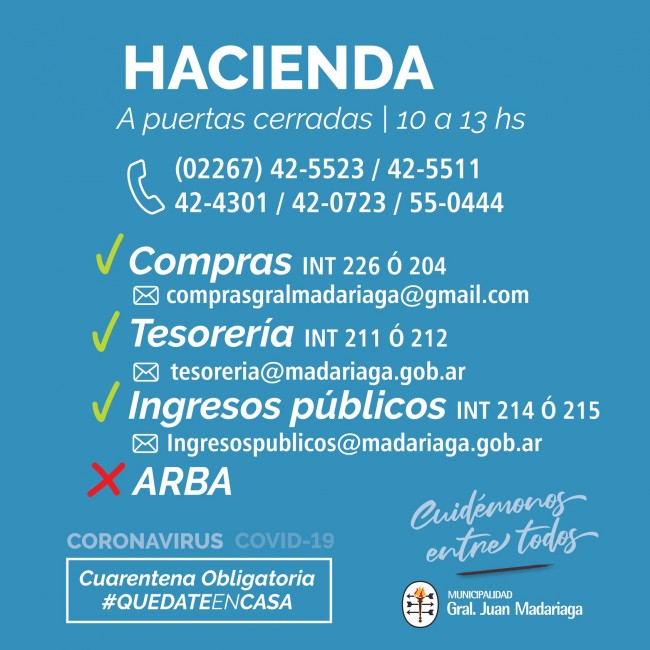 ¿Cómo funciona cada área del municipio durante la cuarentena?