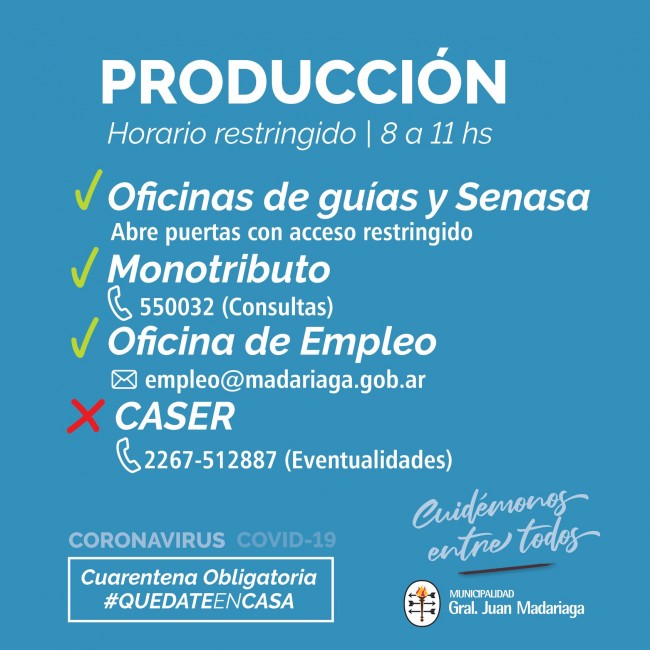 ¿Cómo funciona cada área del municipio durante la cuarentena?