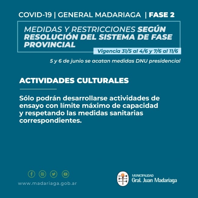 Hoy en Madariaga vuelven a regir las medidas de la Fase 2