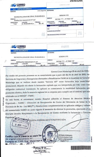 El municipio envi una carta documento a la empresa de traslados contr