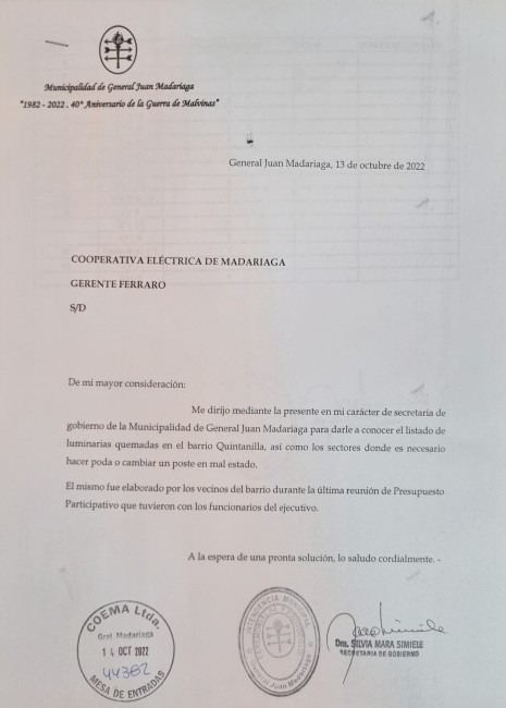 La Municipalidad present una nota de vecinos ante COEMA para normaliz