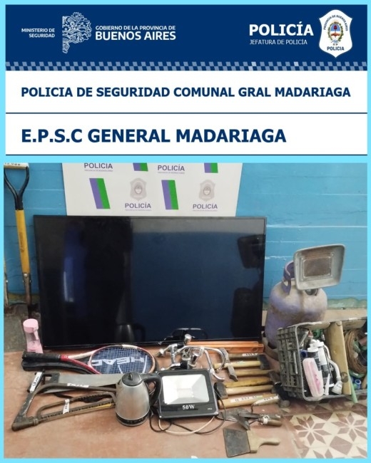 Allanamiento positivo y recupero de varios elementos robados