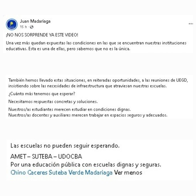 Una escuela nueva que se llueve: el reclamo que tambi�n llega desde lo