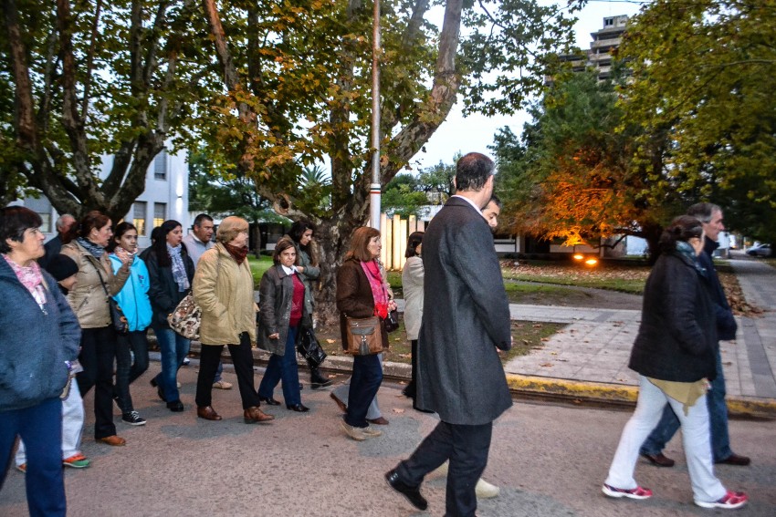 Esteban Santoro en la marcha por Jos� Azpirolea