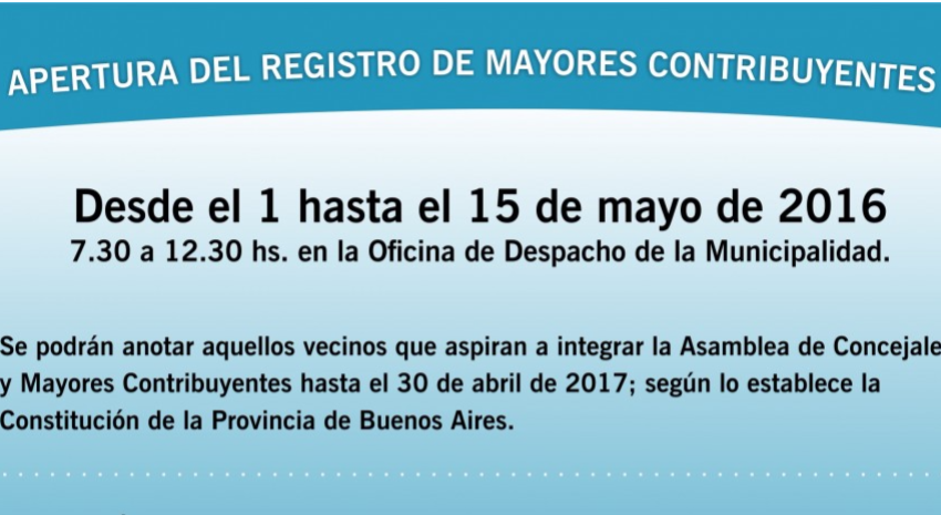 Aviso de registro de mayores contribuyentes