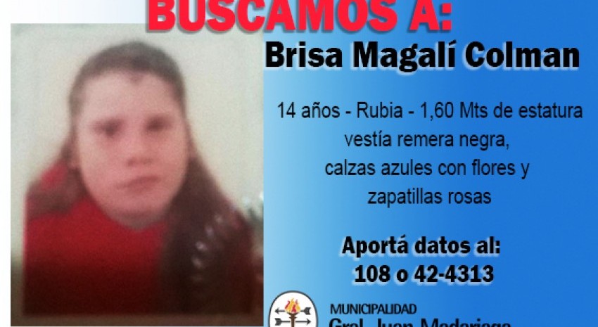 Buscan a Brisa Magal Colman