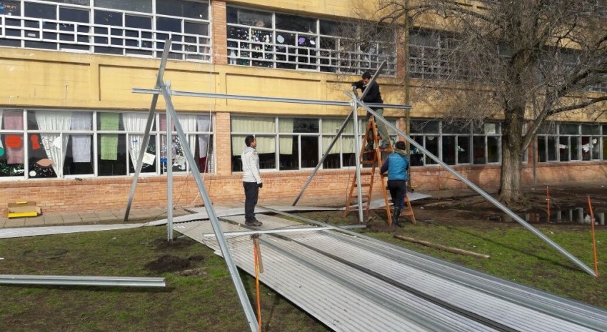 Techo escuela normal obra